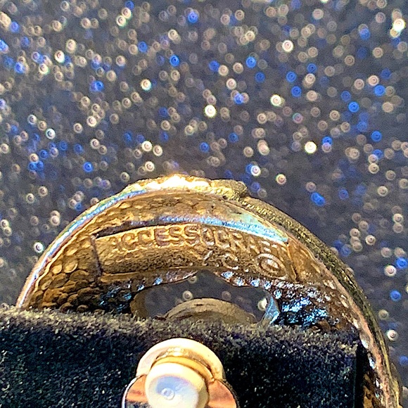 ACCESSORCRAFT N.Y.C. EARRING GOLD PEARL CLIP ON VINTAGE 1990’s - Picture 6 of 7